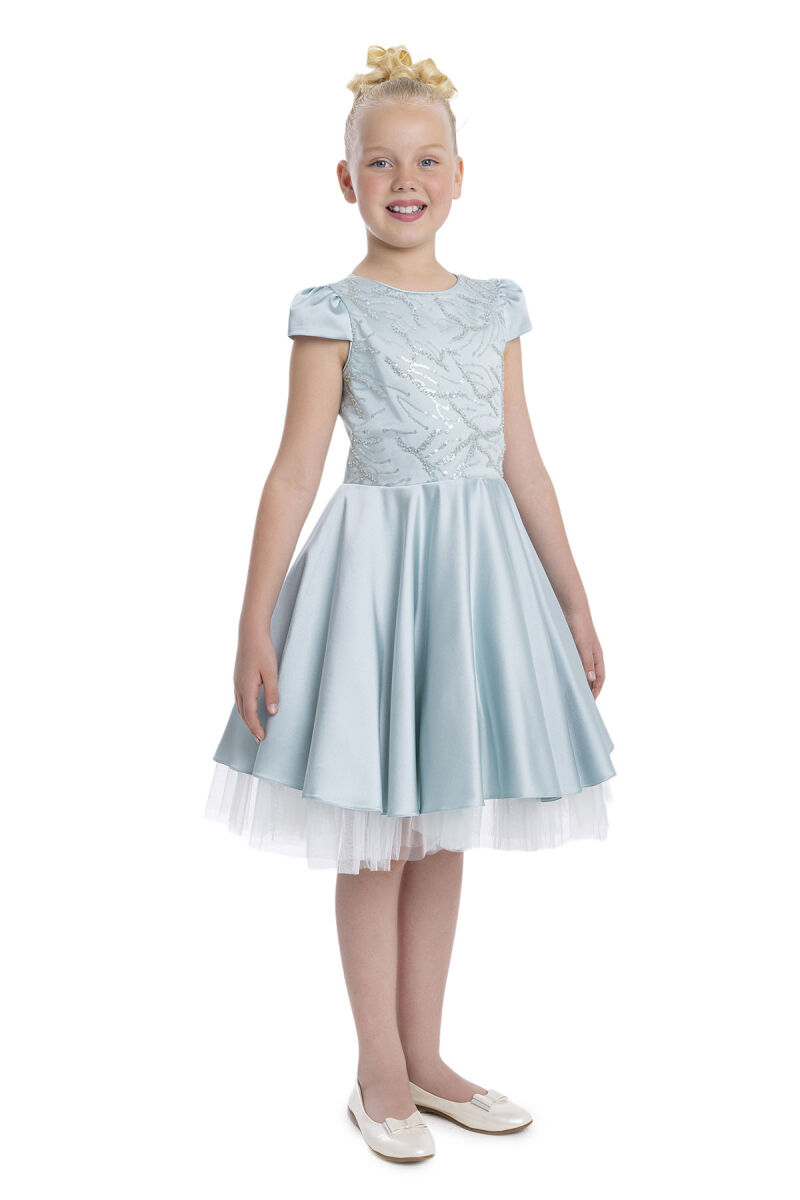 Mint Short Sleeve Girls Dress 8-12 AGE - 2