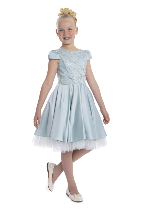 Mint Short Sleeve Girls Dress 8-12 AGE - 3