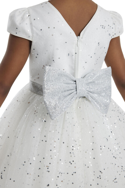 Ecru Girl's Glittery Tulle Dress 3-7 AGE - 6