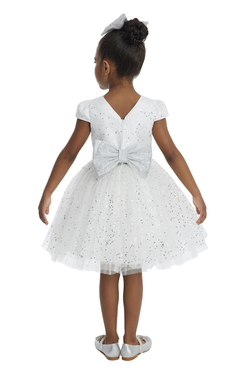 Ecru Girl's Glittery Tulle Dress 3-7 AGE - 7