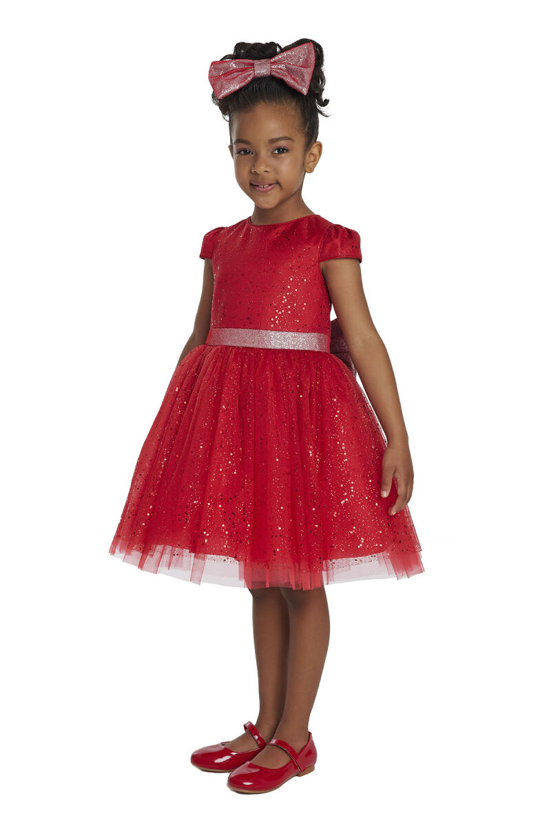 Red Girl's Glittery Tulle Dress 3-7 AGE - 4