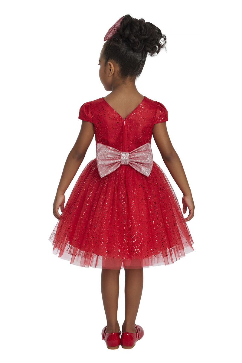 Red Girl's Glittery Tulle Dress 3-7 AGE - 8