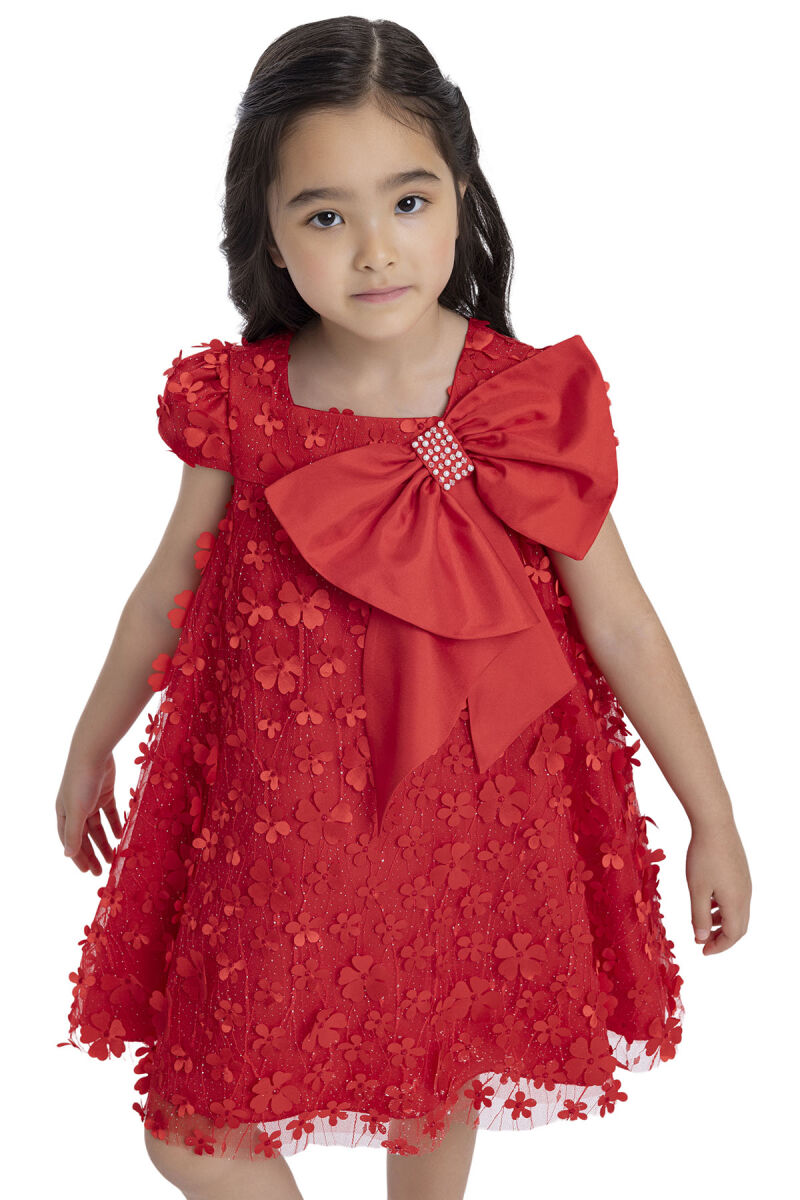 Red Girl's Dress with Bow 3-7 AGE - 6