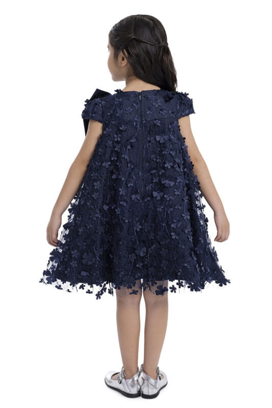 Navy Girl's Dress with Bow 3-7 AGE - 8