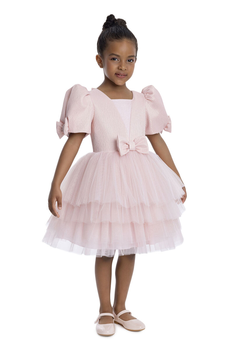Powder Puff Sleeve Girl's Dress 3-7 AGE - 2