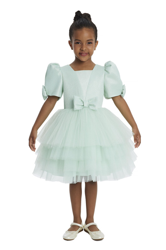 Mint Puff Sleeve Girl's Dress 3-7 AGE 