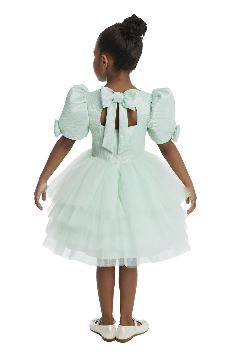 Mint Puff Sleeve Girl's Dress 3-7 AGE - 6