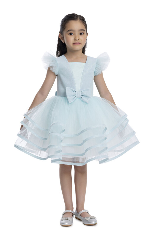 Mint Ruffled Sleeve Girl's Dress 3-7 AGE - 1