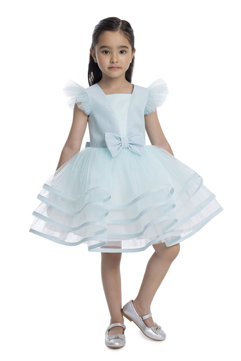 Mint Ruffled Sleeve Girl's Dress 3-7 AGE - 3