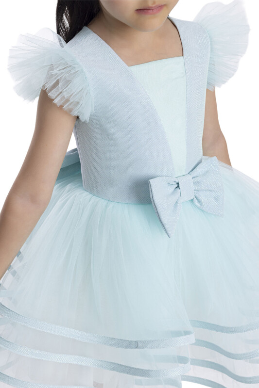 Mint Ruffled Sleeve Girl's Dress 3-7 AGE - 5