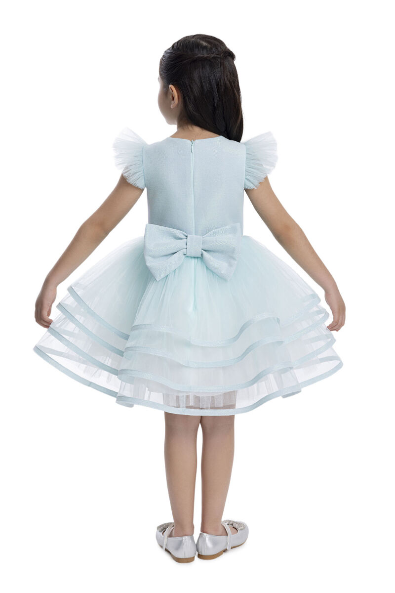 Mint Ruffled Sleeve Girl's Dress 3-7 AGE - 6