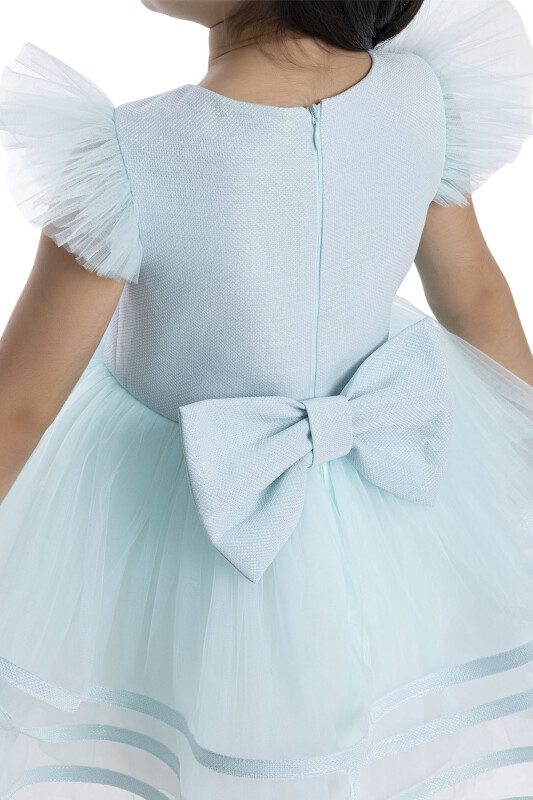 Mint Ruffled Sleeve Girl's Dress 3-7 AGE - 7