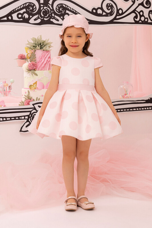Powder Polka-Dotted Girl Child Dress 6-24 MONTH - 1