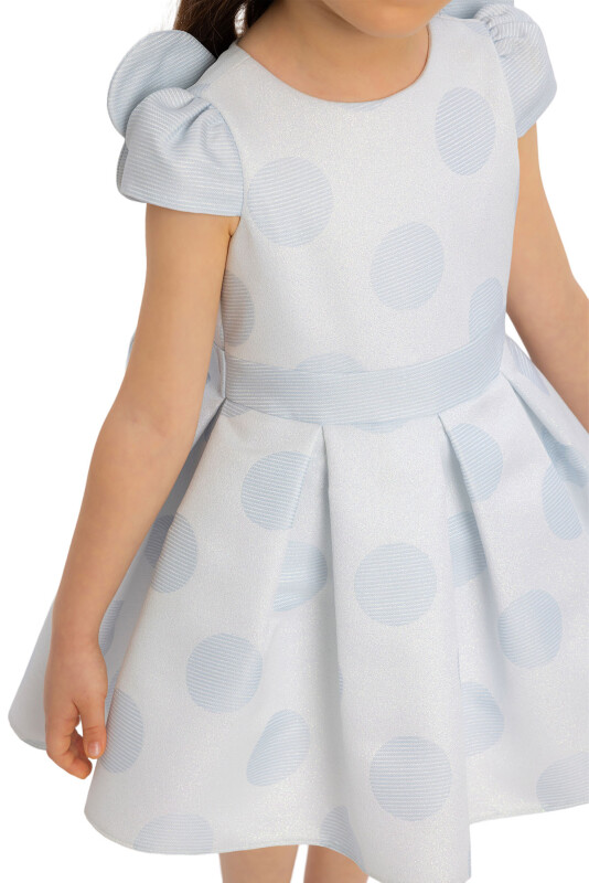 Blue Polka-Dotted Girl Child Dress 6-24 MONTH - 3