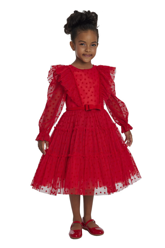 Red Heart-Shaped Girls Dress 3-7 AGE - 4