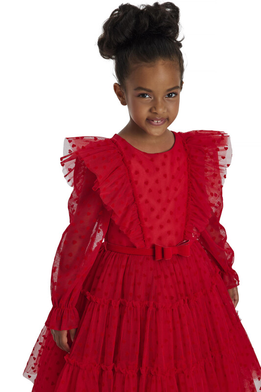 Red Heart-Shaped Girls Dress 3-7 AGE - 6