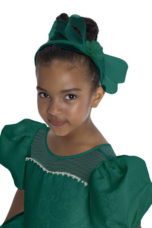 Green Puff Sleeve Girl's Dress 3-7 AGE - 5