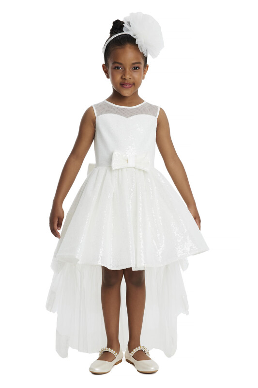 Ecru Heart Neckline Girl Child Dress 3-7 AGE - 1