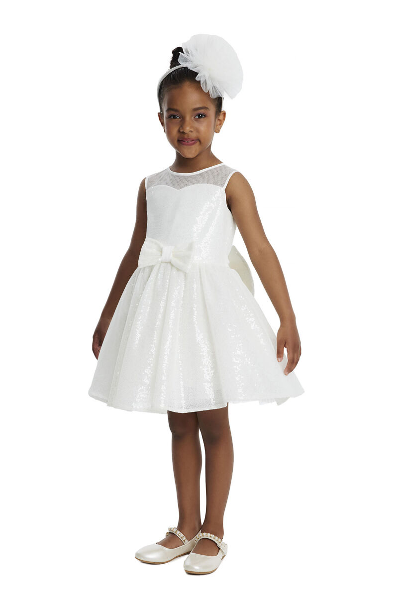 Ecru Heart Neckline Girl Child Dress 3-7 AGE - 4