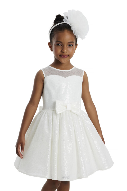 Ecru Heart Neckline Girl Child Dress 3-7 AGE - 5