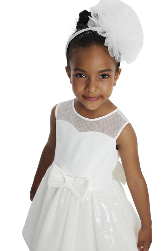 Ecru Heart Neckline Girl Child Dress 3-7 AGE - 6
