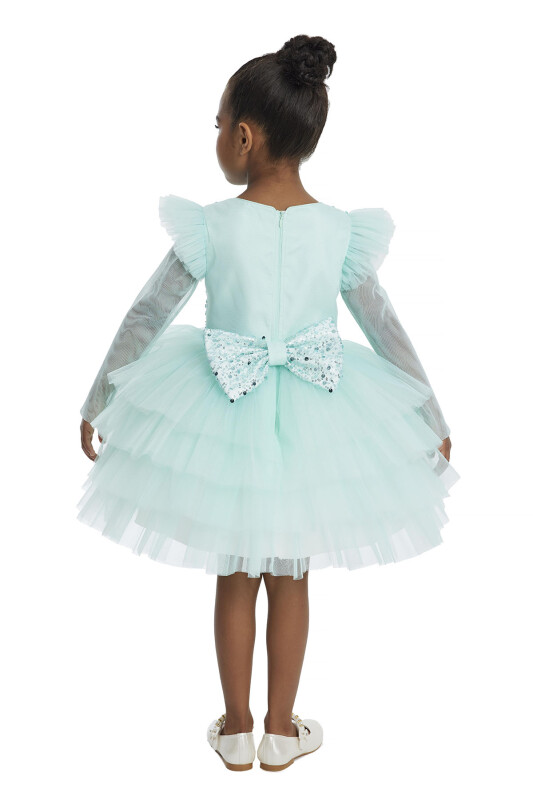 Mint Long-sleeved Girl's Tulle Dress 3-7 AGE - 6