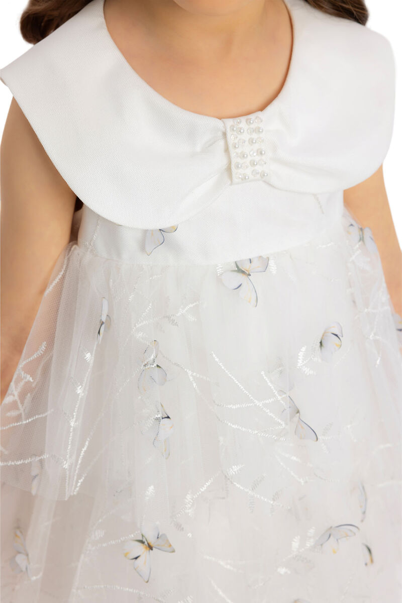 Ecru Girls Dress with Butterflies 6-24 MONTH - 5