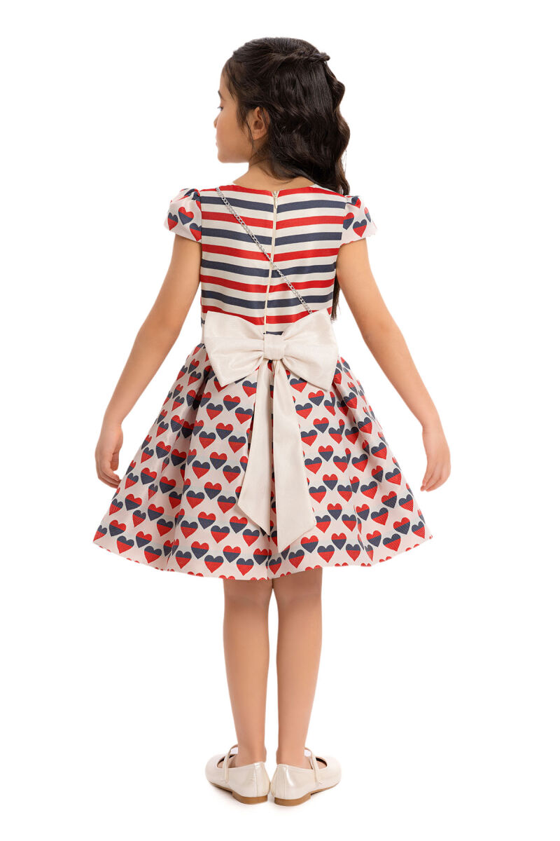 Navy Girls Heart-Patterned Dress 3-7 AGE - 5