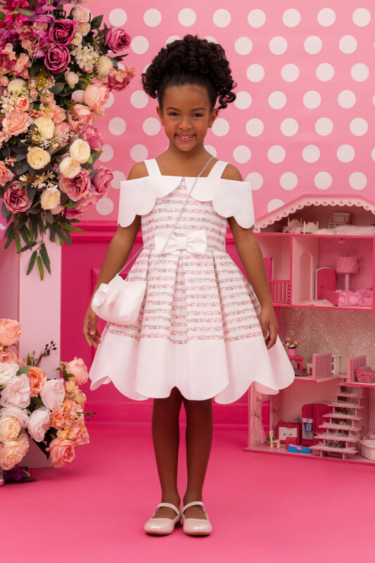 Pink Girls Princess Collar Dress 3-7 AGE - 1