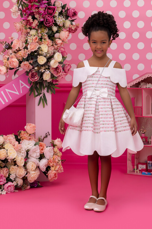 Pink Girls Princess Collar Dress 3-7 AGE - 7