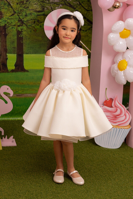 Ecru Girls Princess Collar Dress 3-7 AGE 