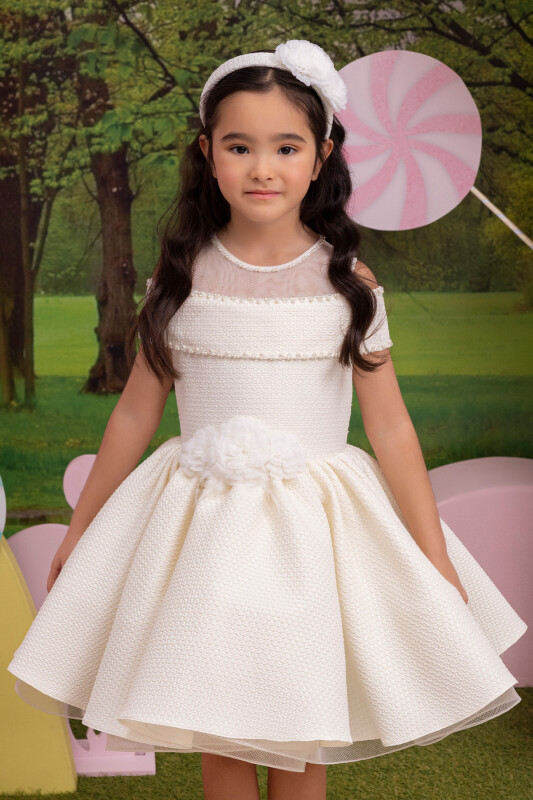 Ecru Girls Princess Collar Dress 3-7 AGE - 7