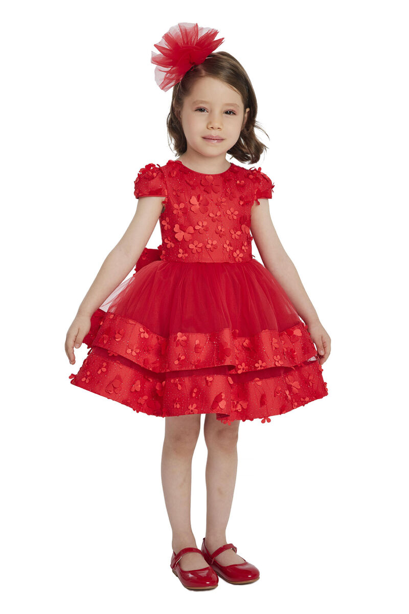 Red Layered Skirted Girls Dress 6-24 MONTH - 2