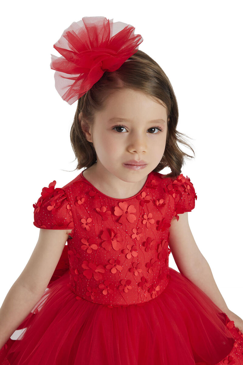Red Layered Skirted Girls Dress 6-24 MONTH - 4