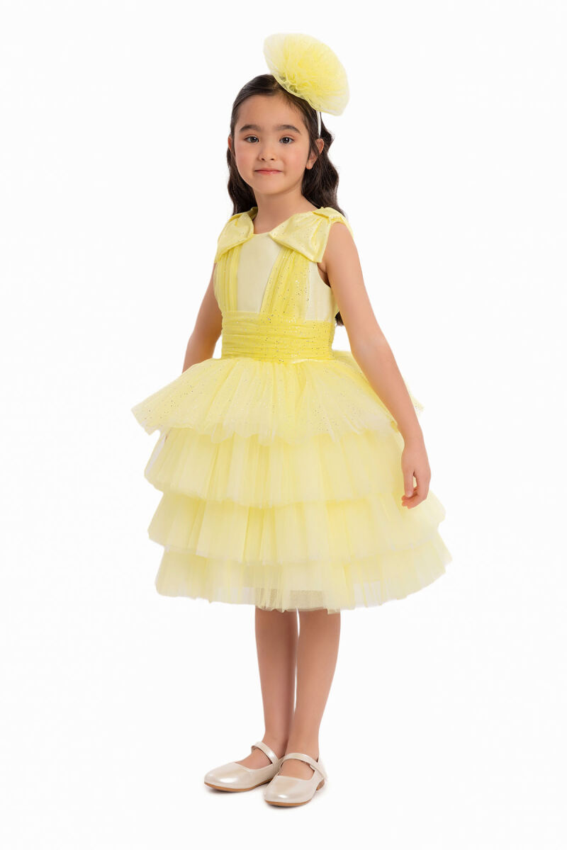 Yellow Girls Layered Tulle Dress 3-7 AGE - 3
