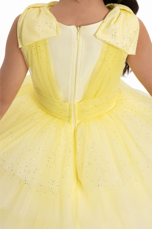 Yellow Girls Layered Tulle Dress 3-7 AGE - 5