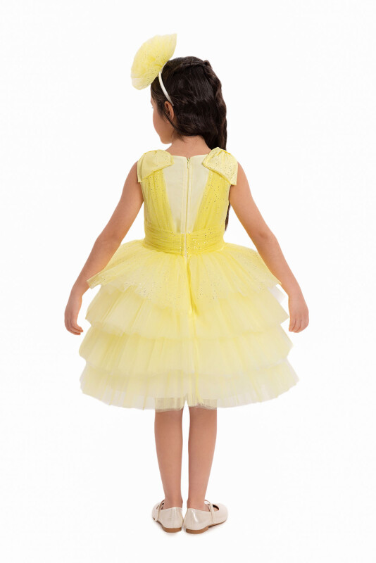 Yellow Girls Layered Tulle Dress 3-7 AGE - 6