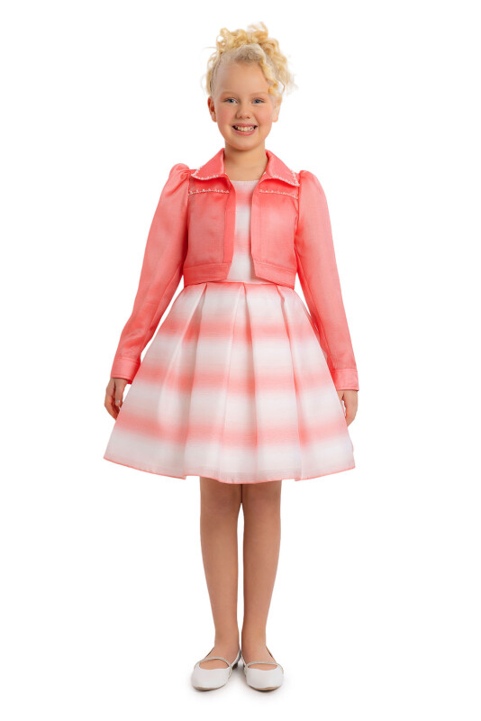 Coral Girls Set with Organza Jacket 8-12 AGE - 2