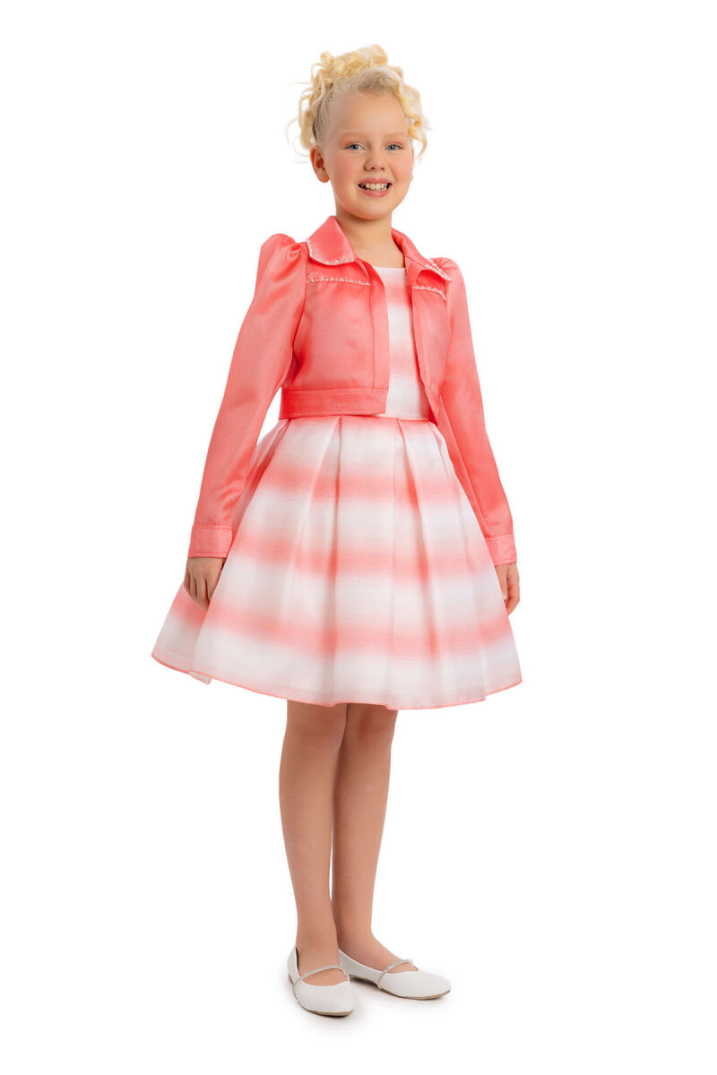 Coral Girls Set with Organza Jacket 8-12 AGE - 3