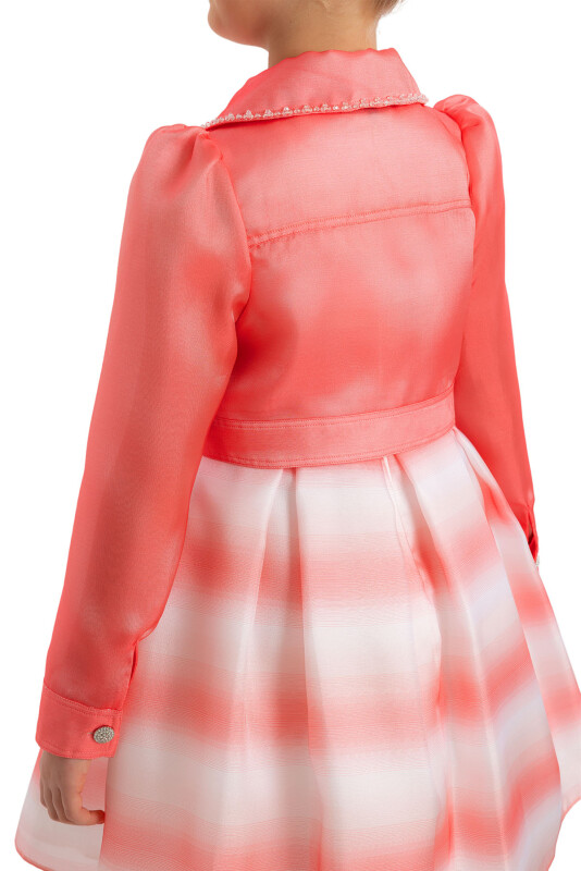 Coral Girls Set with Organza Jacket 8-12 AGE - 5