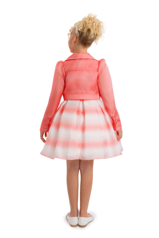 Coral Girls Set with Organza Jacket 8-12 AGE - 6