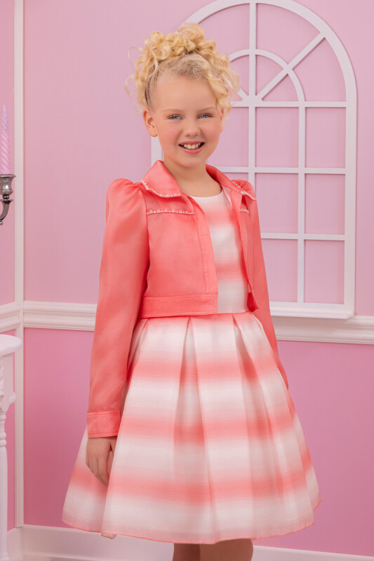 Coral Girls Set with Organza Jacket 8-12 AGE - 10