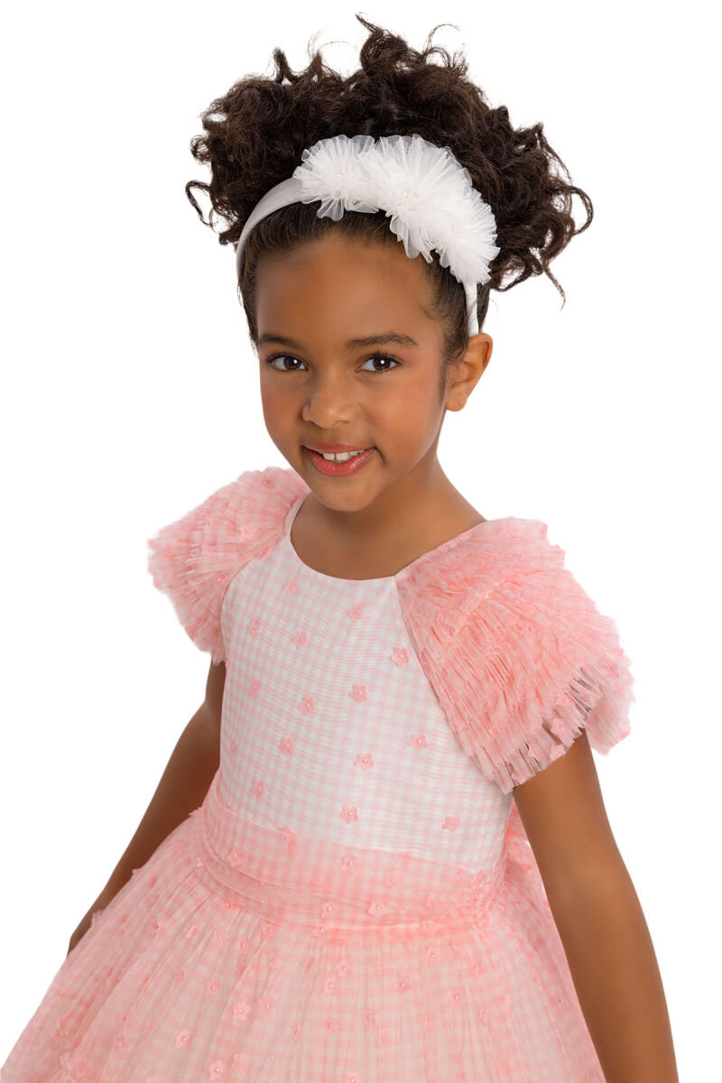 Pink Girls Gingham Tulle Dress 3-7 AGE - 4