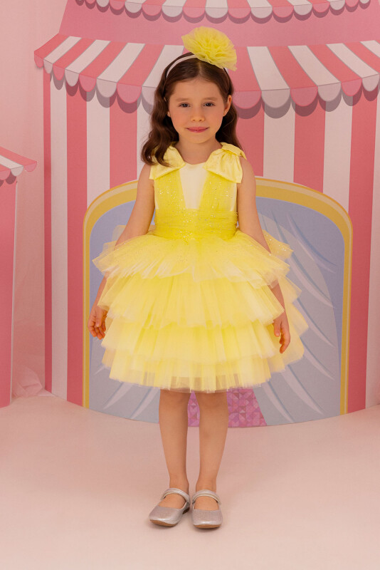 Yellow Girls Layered Tulle Dress 6-24 MONTH 