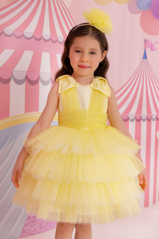 Yellow Girls Layered Tulle Dress 6-24 MONTH - 7