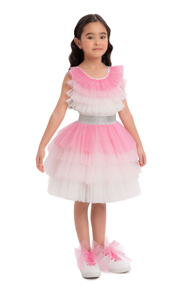CandyPink Girls Sparkling Tiered Tulle Skirt and Ruffle Top Set 3-7 AGE - 3