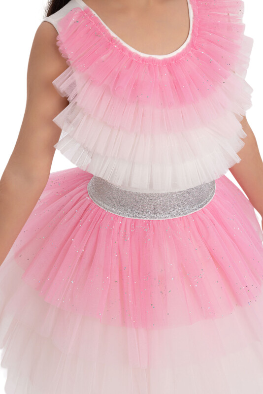 CandyPink Girls Sparkling Tiered Tulle Skirt and Ruffle Top Set 3-7 AGE - 4