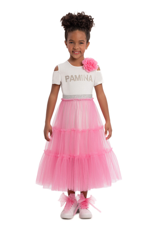 CandyPink Girls Sparkling Tiered Tulle Skirt and Ruffle Top Set 3-7 AGE - 2