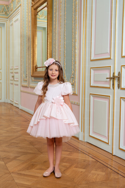 Powder Layered Skirted Dress 4-8 AGE 33044PR - 2
