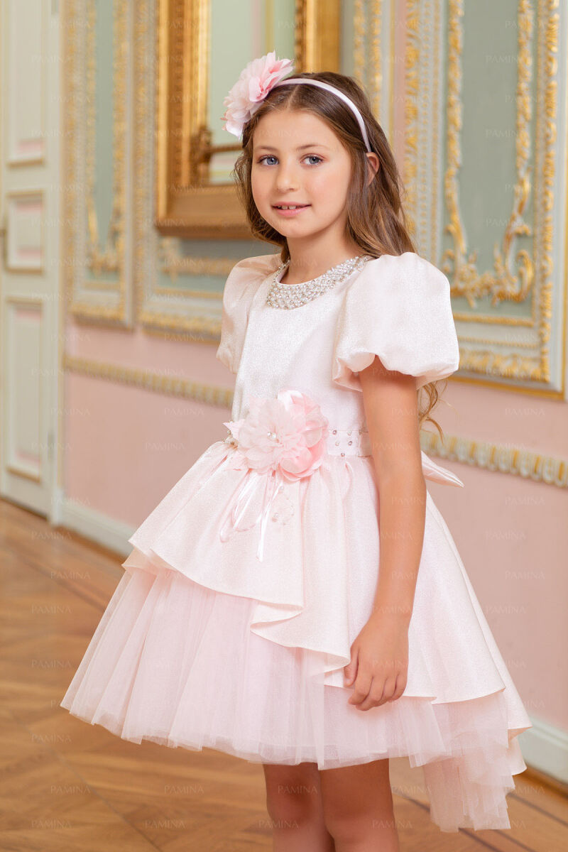 Powder Layered Skirted Dress 4-8 AGE 33044PR - 4